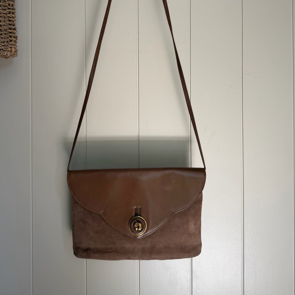 Vintage RODO Italy Brown Leather & Suede Shoulder Bag / Clutch | Made in Italy